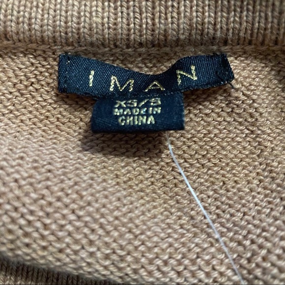 NWT IMAN Tan Sweater Knit Poncho - Picture 5 of 6